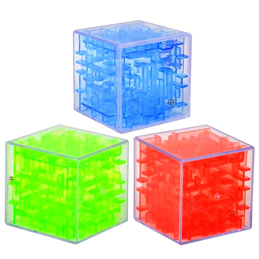 Brainy Maze Puzzle Cube Game, Set of 3, Maze Cube Puzzles for Kids, Mini Fidget Toys and Brain Teasers for Children, Birthday Party Favors, Goodie Bag Fillers, Stocking Stuffers