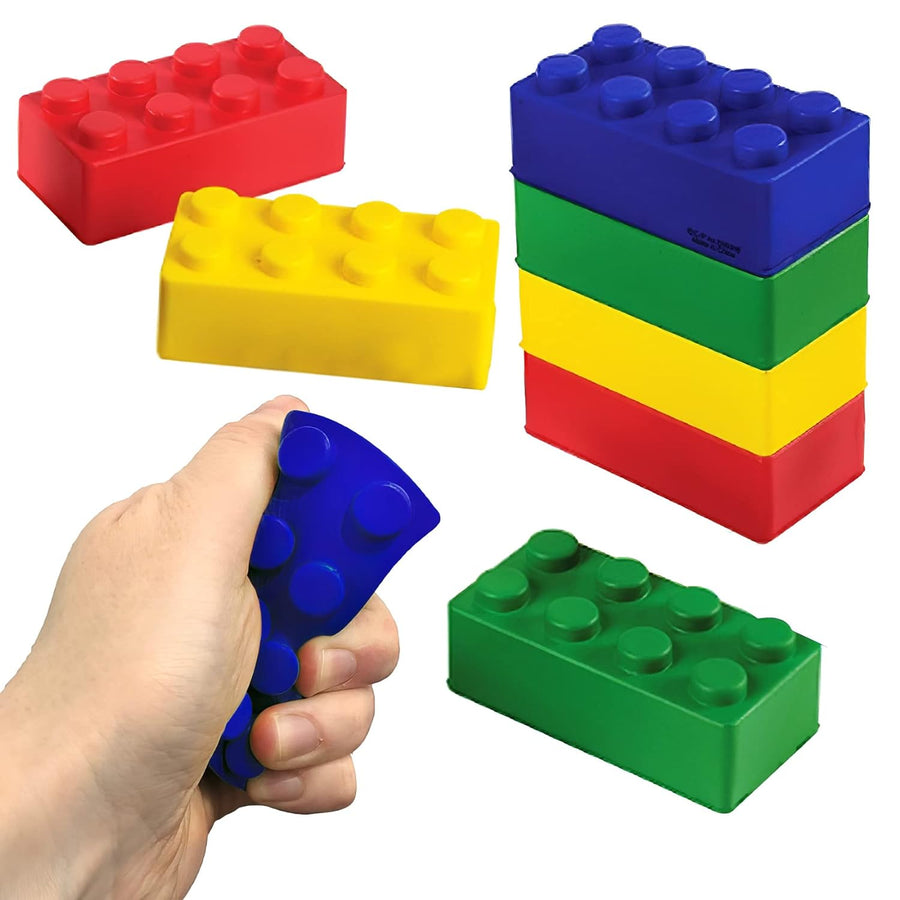 ArtCreativity Building Block Stress Relief Toys for Kids, Set of 12, Stacking Construction Foam Squeeze Toys in 4 Vibrant Colors, Birthday Party Favors, Goodie Bag Fillers, Office Gifts, Sensory Toys