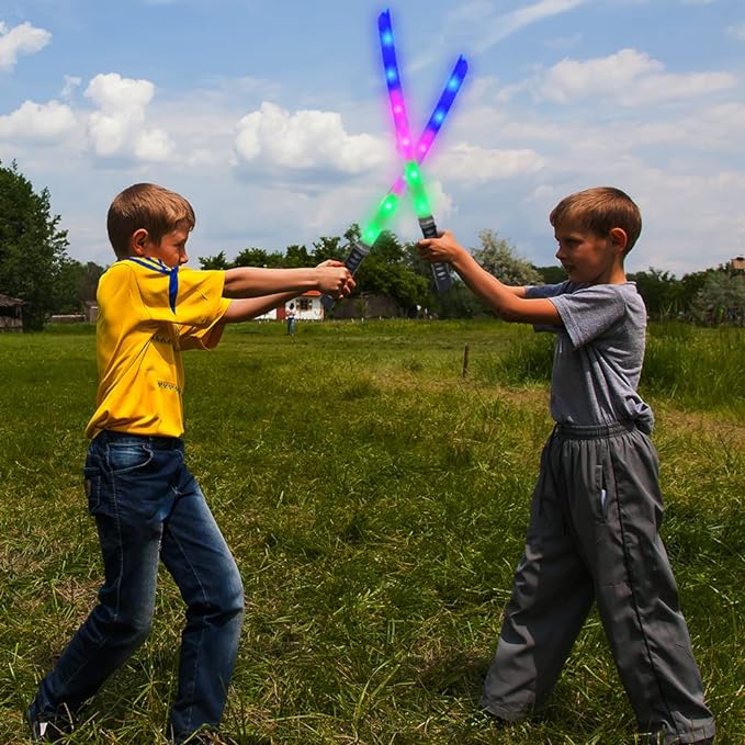ArtCreativity Light Up Swords for Kids, Set of 3, 23 Inch Toy Swords with Flashing Lights and Sound, Halloween Dress-Up Costume Accessories, Best Birthday Gift for Boys and Girls Ages 3, 4, 5, 6, 7, 8