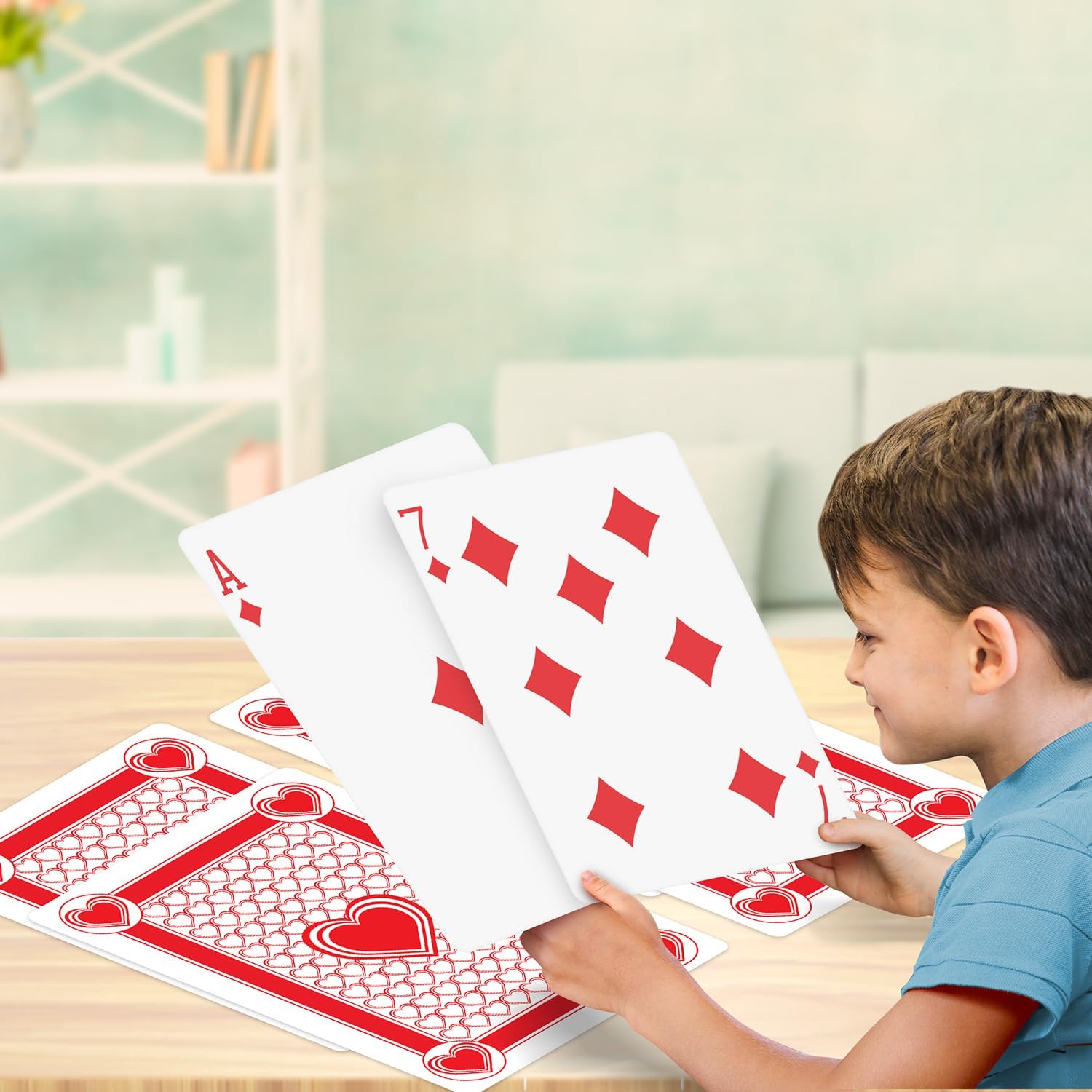 Giant Poker Jumbo Playing Cards - 10.5 Inches X 14.5 Inches - Extra Large Playing Cards Set with 2 Jokers - Huge Casino Game Cards for Kids and Adults - Oversize Poker Party Decorations - 1 Pack