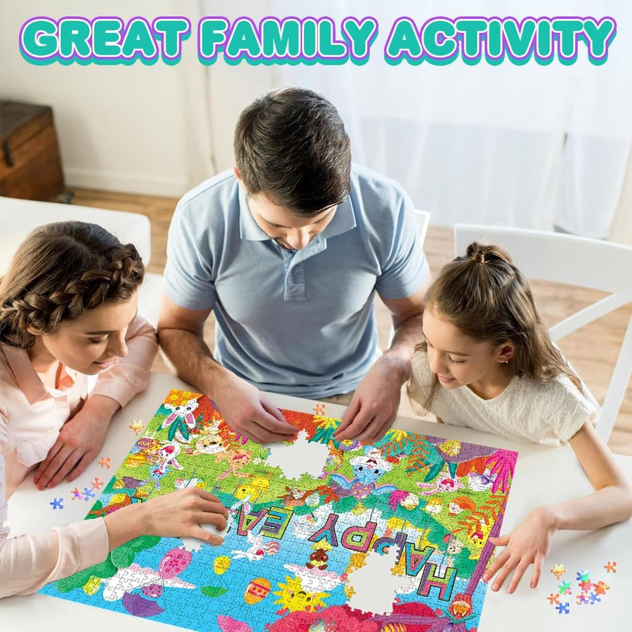 Easter Jigsaw Puzzle - 27.5" x 19.6" - 1000 Piece Painted Easter Egg Puzzle for Kids and Adults Enhances Logical Thinking - Family Easter Gifts Supplies - Cute Easter Decor Idea
