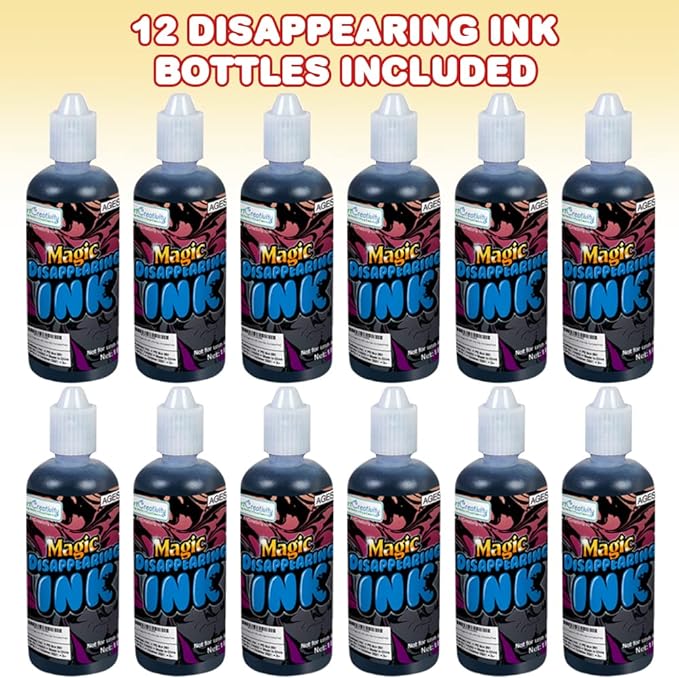 ArtCreativity Magic Ink in Blue - Pack of 12 - Includes 1-Ounce Squeezable Bottles - Magical Pranks and Jokes - Amazing Party Favor and Prize for Kids - Fun Camp Prizes