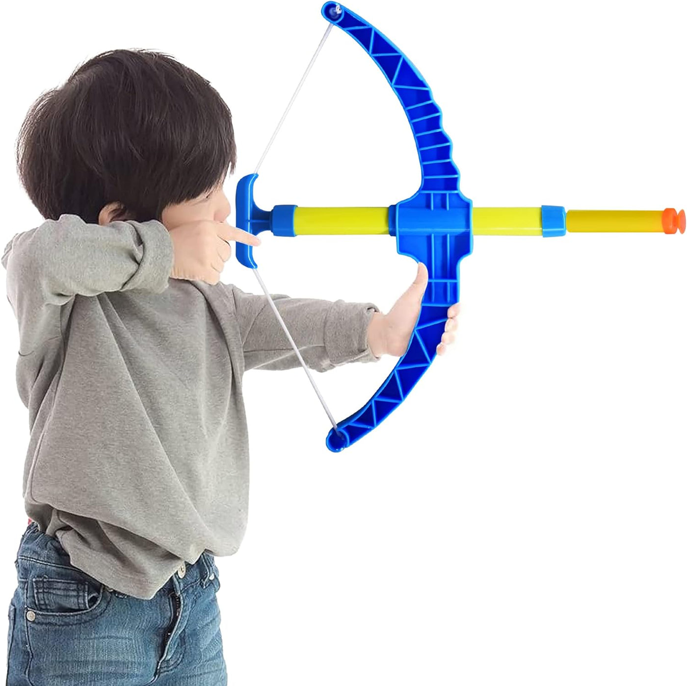 Blue Super Bow & Arrow Shooter Set, Includes Air-Powered Bow, Barrel, Six Soft Foam Darts