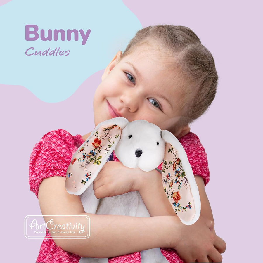 Easter Plush Bunny for Kids - 12 inches - White Stuffed Rabbit Plush Toy with Floral Print Feet for Boys and Girls - Adorable Gift for Easter, Birthday, Valentine's Day, Christmas