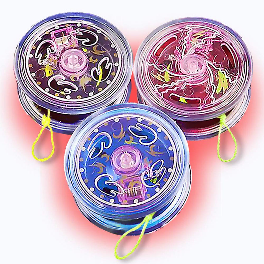 ArtCreativity Light Up Metal Yoyos for Kids, Set of 3, Classic Yo-Yo Toys with Flashing LEDs, Light-Up Birthday Party Favors, Goodie Bag Fillers, Holiday Stocking Stuffers, Classroom Prizes