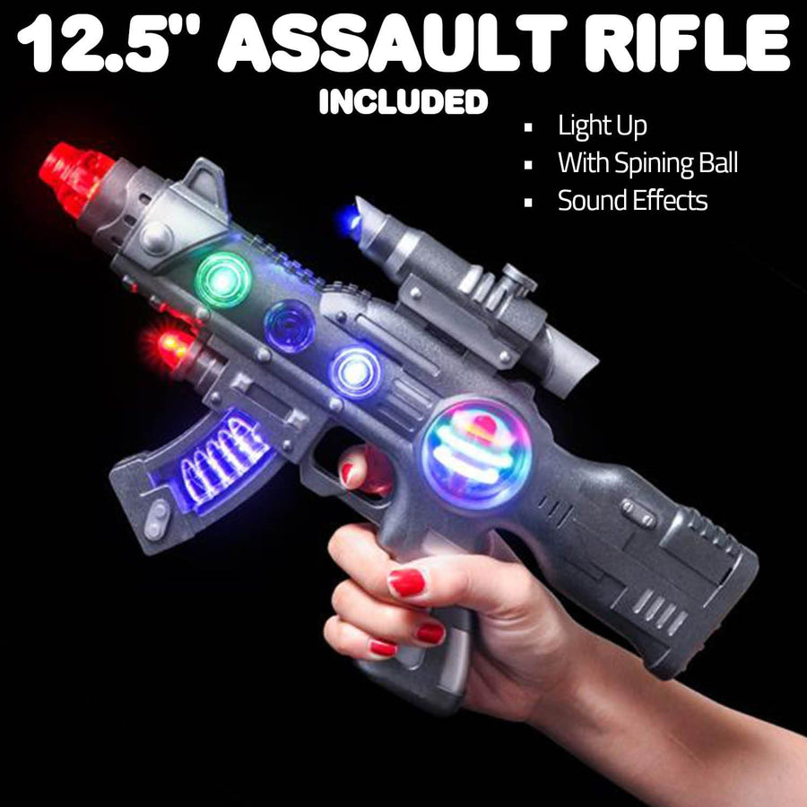LED Light Up Toy Blaster Set - Includes 12.5 Inch Blaster, 9 Inch Blaster and Batteries