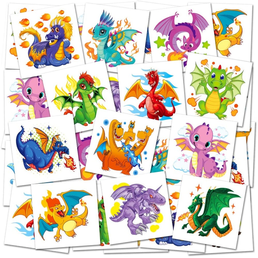 Dragon Temporary Tattoos for Kids - Bulk Pack of 144