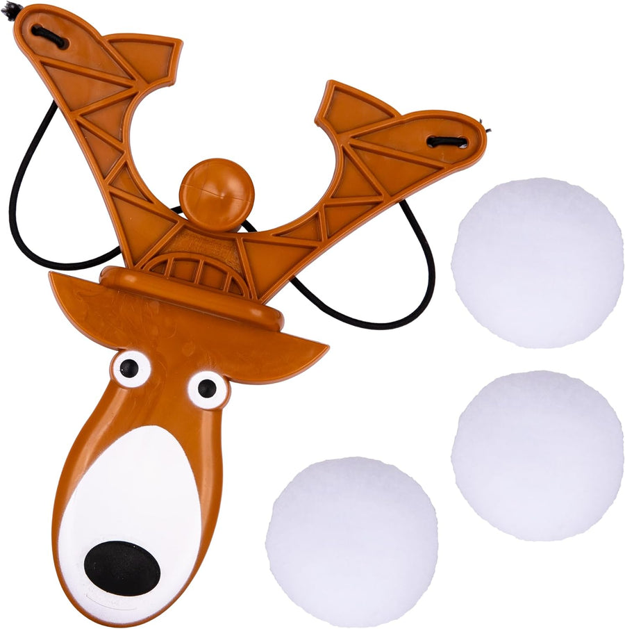 Reindeer Slingshot with 3 Balls - Kids Slingshot Toy - Shoots Balls Over 10 Feet - Cool Christmas Toys for Kids - Sling Shot Outdoor Toys - Holiday Stocking Stuffers for Boys Ages 8-12