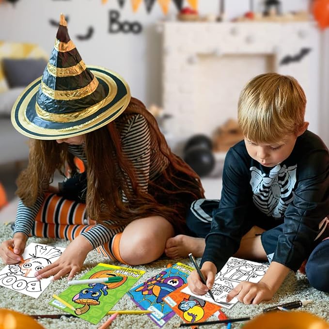 Halloween Coloring Books for Kids - 12 Pack 5 x 7 Inches Mini Coloring Book - Fun Halloween Treats Prizes - Favor Bag Filler - Halloween Party Favors - Halloween Gifts For Kids