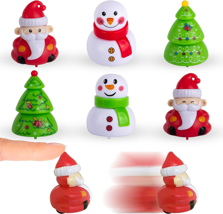Christmas Pull Back Cars - Set of 6 Pull Back Cars - Pull Back Toys for Kids in Xmas Designs - Christmas Themed Toys for Toddlers, Holiday Stocking Stuffers, Goodie Bag Fillers