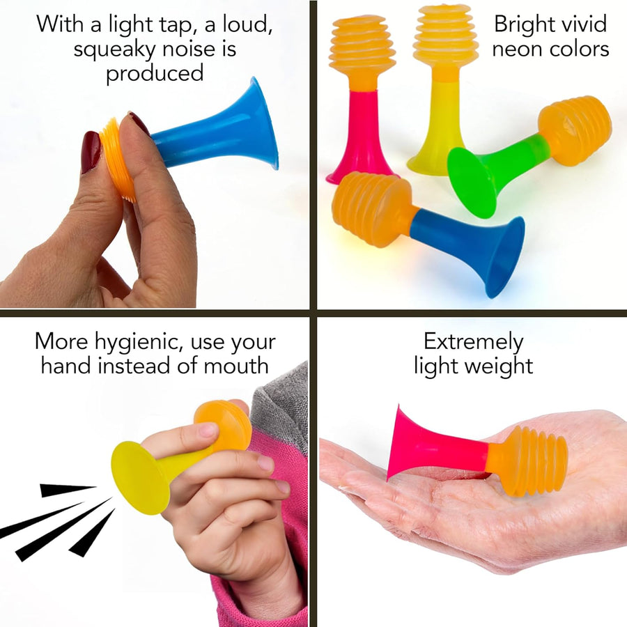 ArtCreativity Mini Trumpet Party Noise Makers - Set of 12 Party Horns - Party Blowers for Kids in Assorted Bright Colors - Blow Horn Noise Maker for Parties, Pep Rallies, and Sporting Events