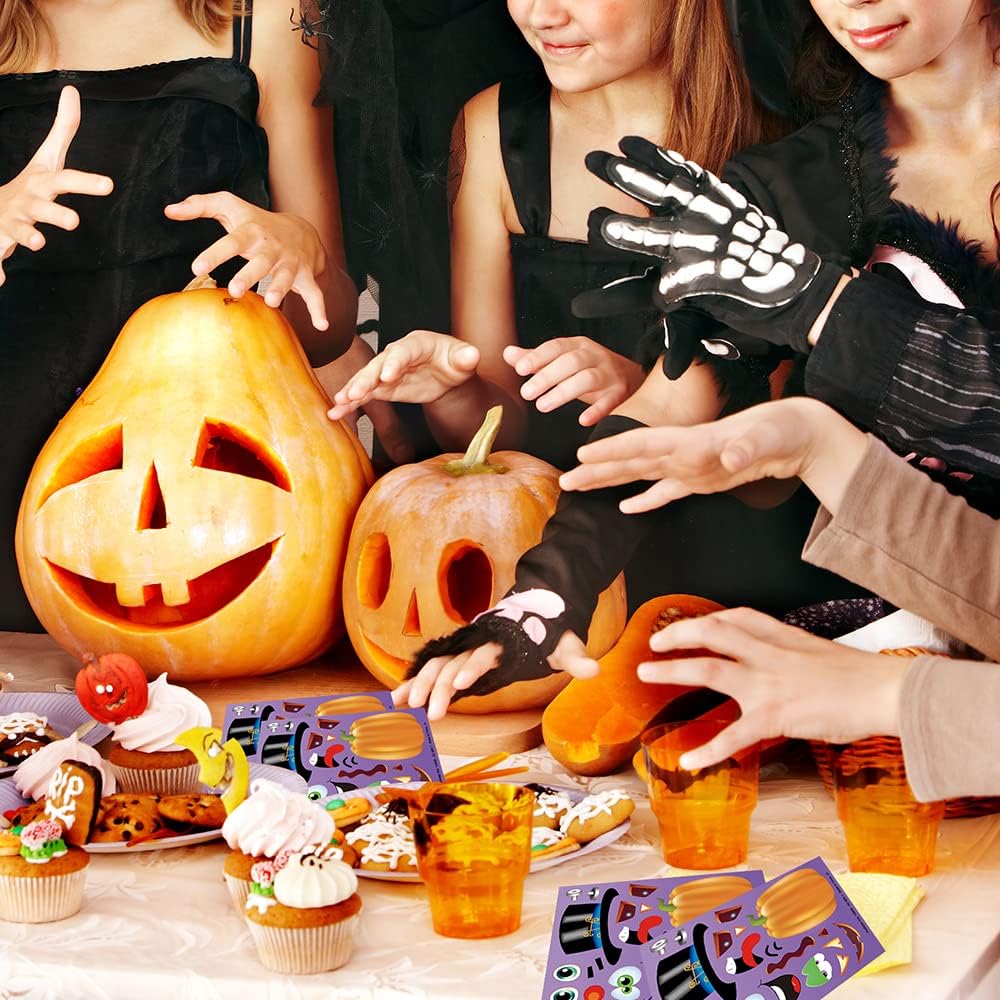 Make Your Own Jack-O-Lantern Face Sticker Set - 36 Sheets - Customizable Halloween Stickers for Kids, Fun Crafts Classroom Activity, Best for Halloween Party Favors, Goodie Bag Fillers