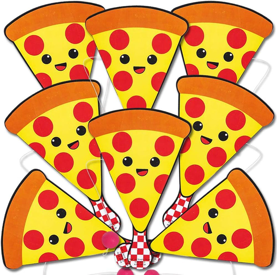 Pizza Paddle Balls, Pack of 12, Cute 9 Inch Pizza Slice Paddleball with String, Fun Pizza Party Paddle Ball Games, Great Party Favors, Goodie Bag Fillers, Cool Activity Toys for Kids