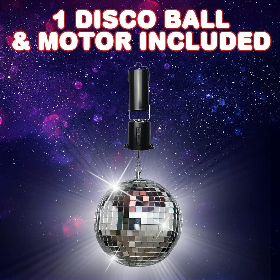 ArtCreativity Disco Ball Motor with Mirrored Disco Ball, Includes Battery Powered Spinning Ball Motor and 4 Inch Disco Ball with Hanging String, for Parties, Birthdays, Weddings, and Room Décor