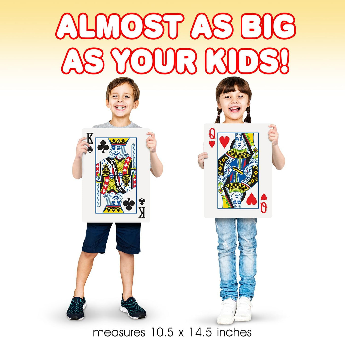 Giant Poker Jumbo Playing Cards - 10.5 Inches X 14.5 Inches - Extra Large Playing Cards Set with 2 Jokers - Huge Casino Game Cards for Kids and Adults - Oversize Poker Party Decorations - 1 Pack