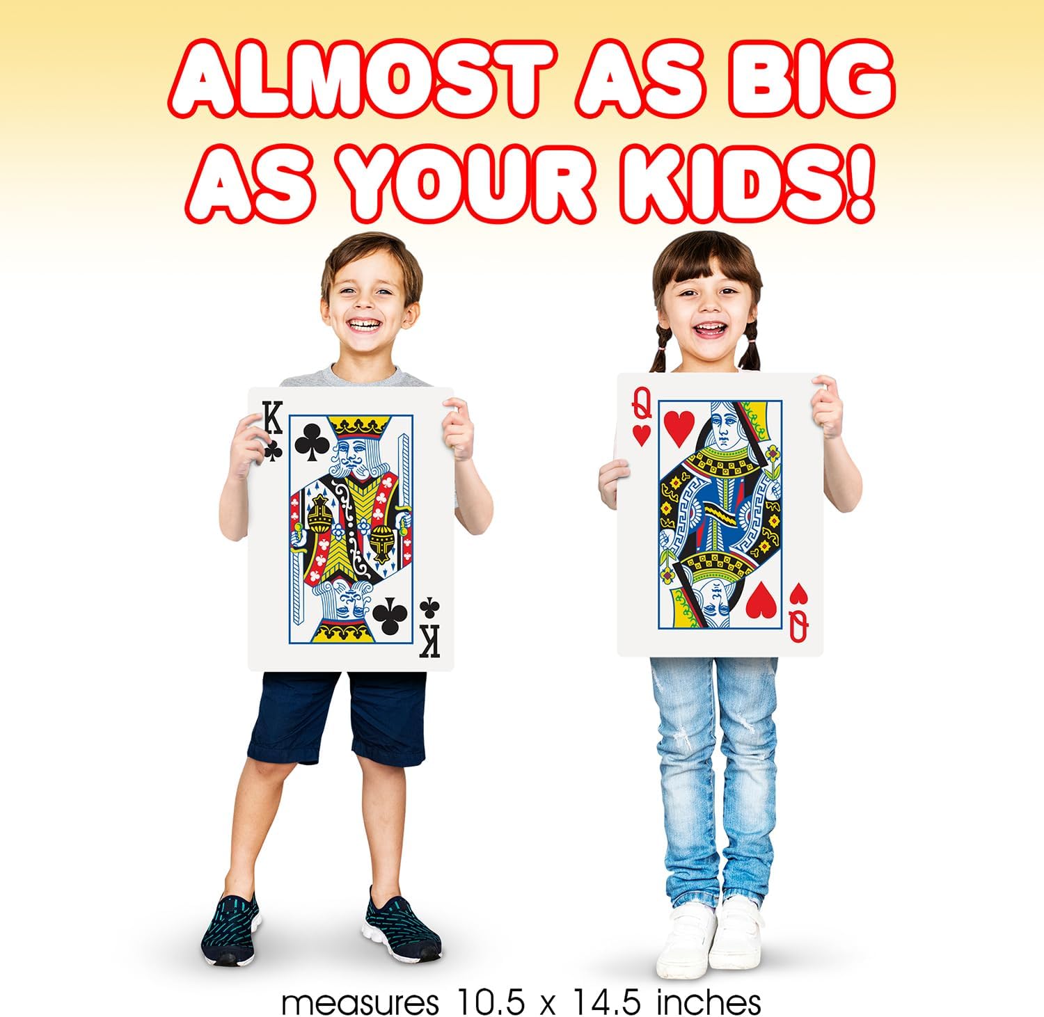 Giant Poker Jumbo Playing Cards - 10.5 Inches X 14.5 Inches - Extra Large Playing Cards Set with 2 Jokers - Huge Casino Game Cards for Kids and Adults - Oversize Poker Party Decorations - 1 Pack