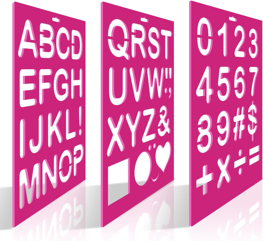 Letter Stencils - Large Size Alphabet, Numeric, and Symbols - Reusable Plastic Kit