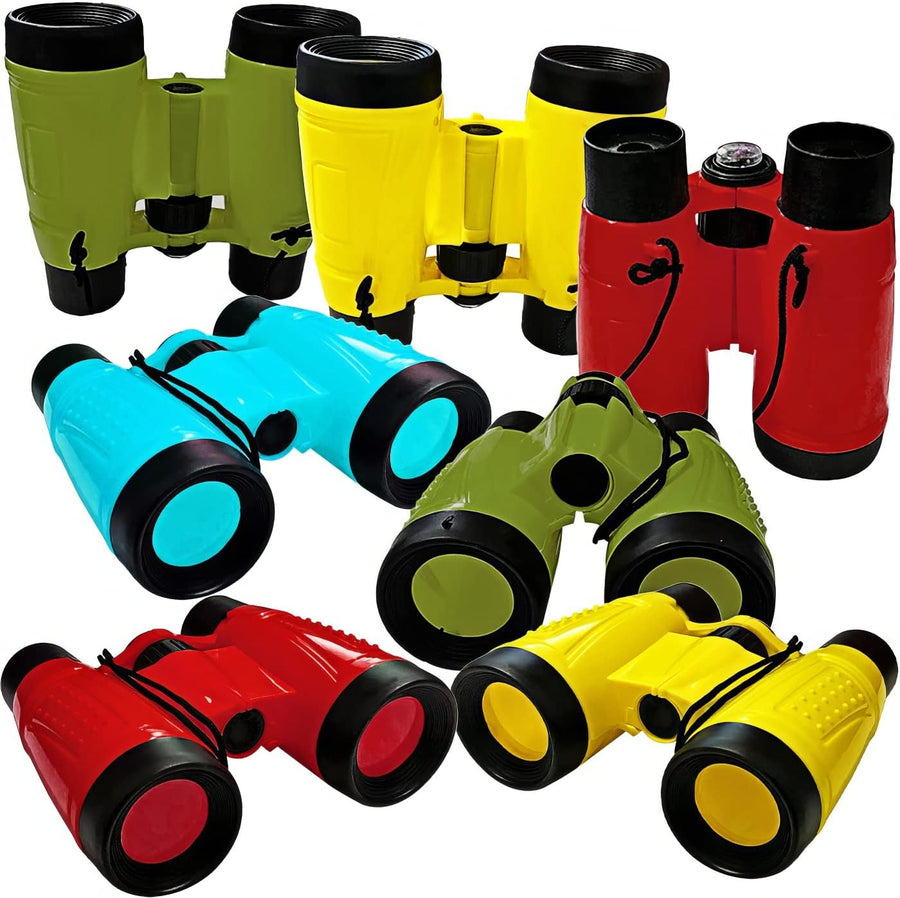 Kids Binoculars with Neck String, Set of 12 Kidnoculars in Assorted Colors, Real Binoculars for Bird Watching, Gifts for Outdoorsy Kids, Camping Party Favors for Toddler, Boys, Girls