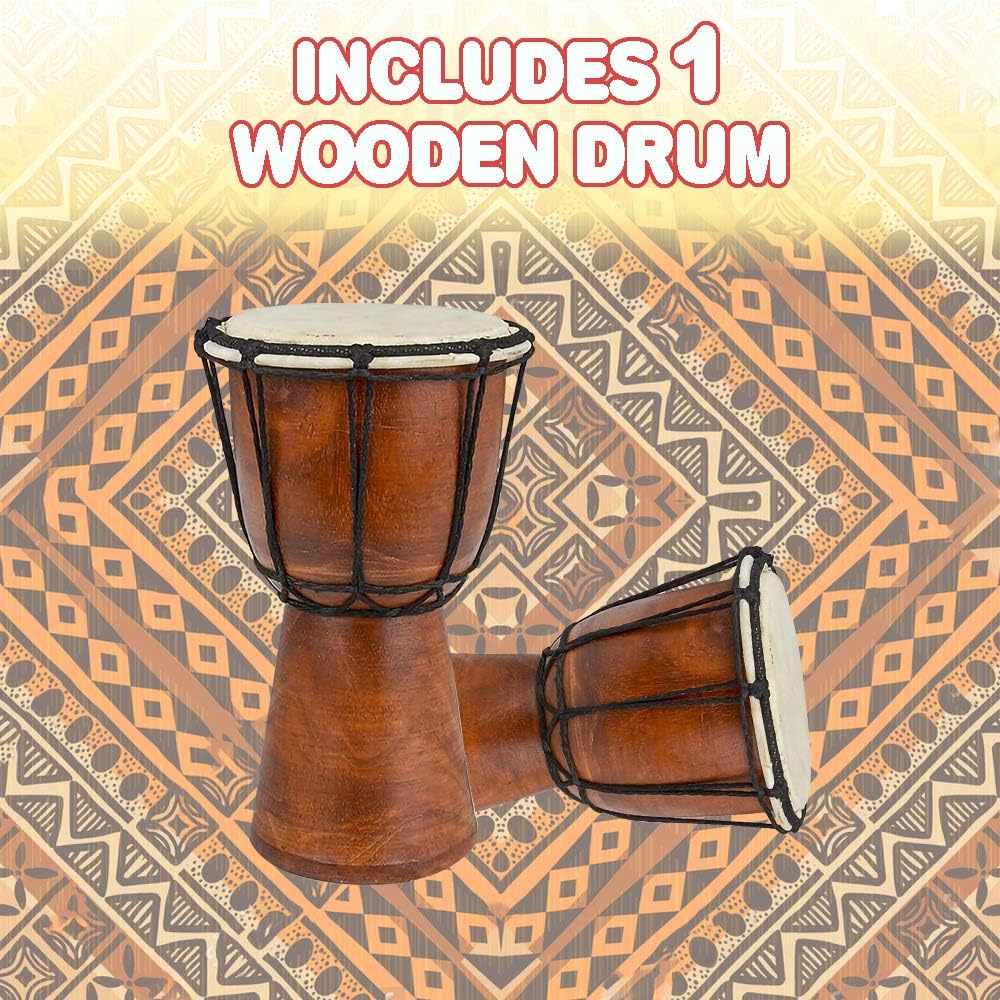 ArtCreativity 8 Inch Mini Wooden Toy Drum - Rustic Brown Wood and Authentic Design - Fun Musical Instrument for Children - Gift Idea, Party Supplies, Birthday Party Favor for Boys, Girls, Toddler