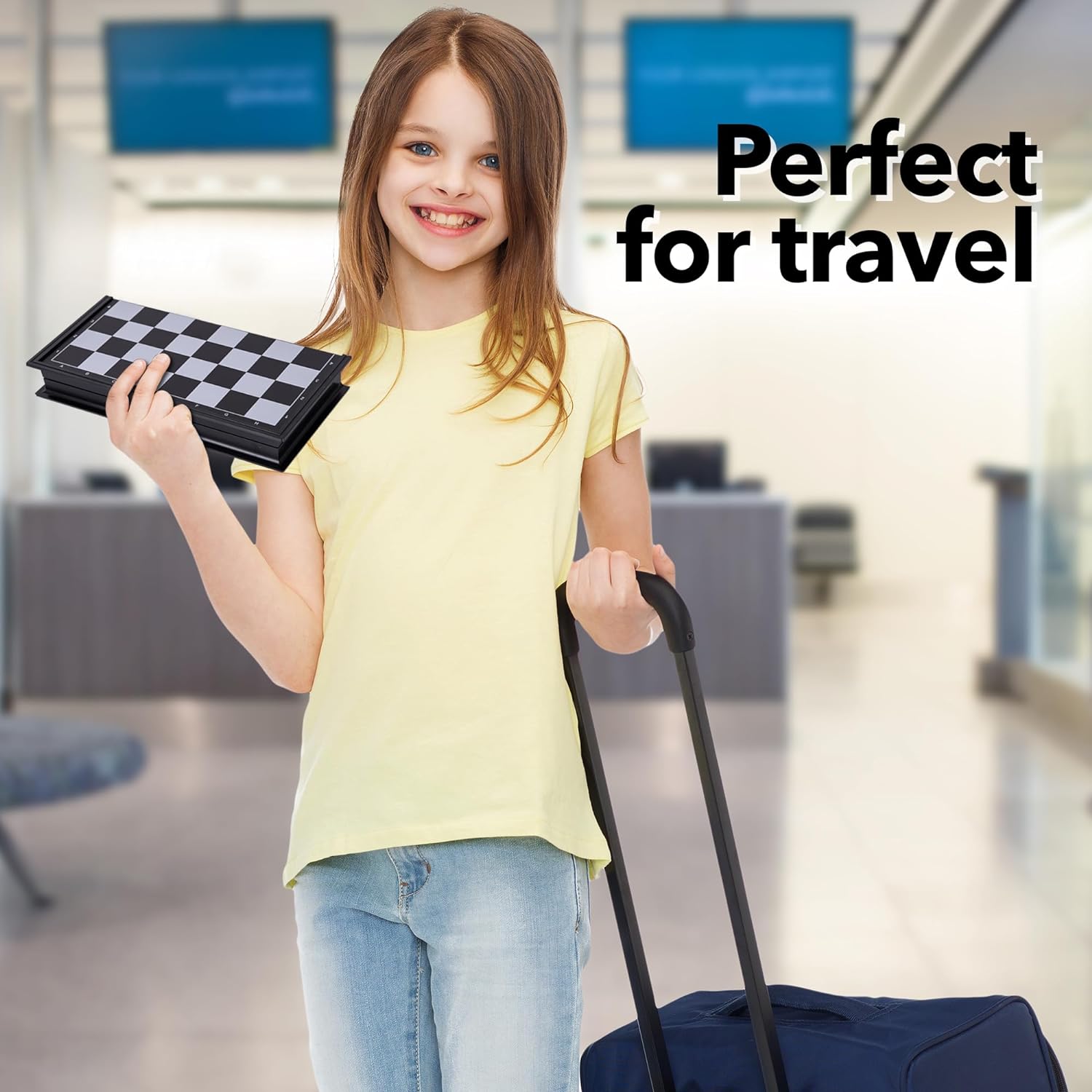 Magnetic Travel Chess Game, Foldable Portable Chess Board Game for Kids, Entertaining Road Trip Toys, Travel Games, and Desktop Toys for Adults