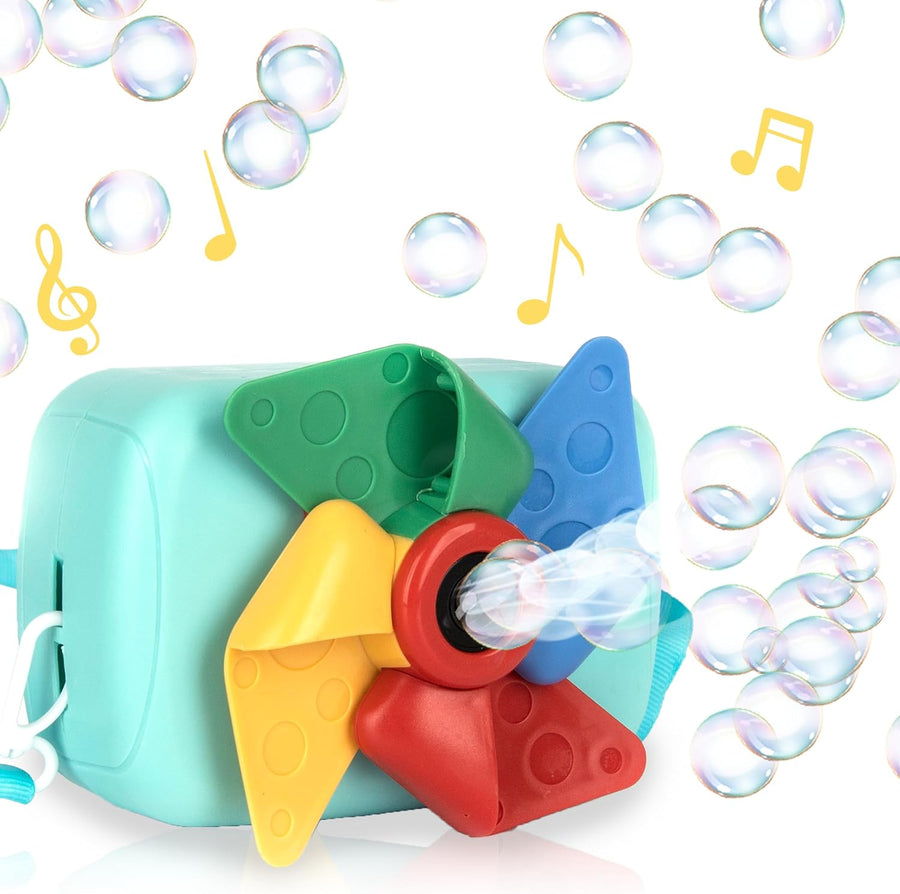 ArtCreativity Camera Bubble Machine for Kids - Camera Shaped Bubble Toy with Neck Strap and Solution - Small Bubble Machine for Kids with Sounds, Music, and Lights for Extra Fun