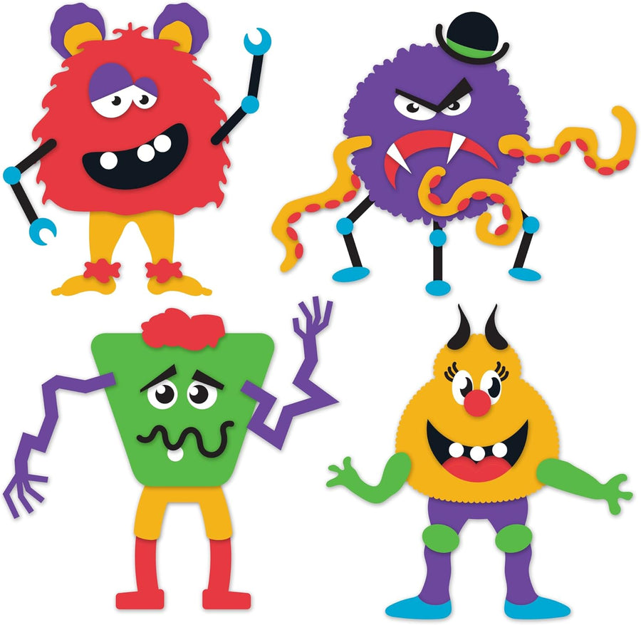 DIY Halloween Foam Monster Craft Kit - 12 Sets - Mess-Free Halloween Craft Kits - Classroom and Halloween Party Activity for Kids