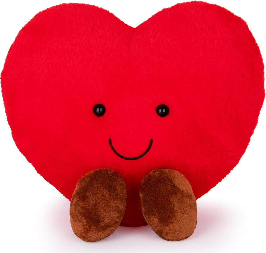 Large Heart Stuffed Animal - Soft Love Heart Plush Toy with Smile and Little Brown Feet - Stuffed Red Heart Toy - I Love You Big Plush Heart Pillow - Gift for Kids, Girlfriend, Boyfriend