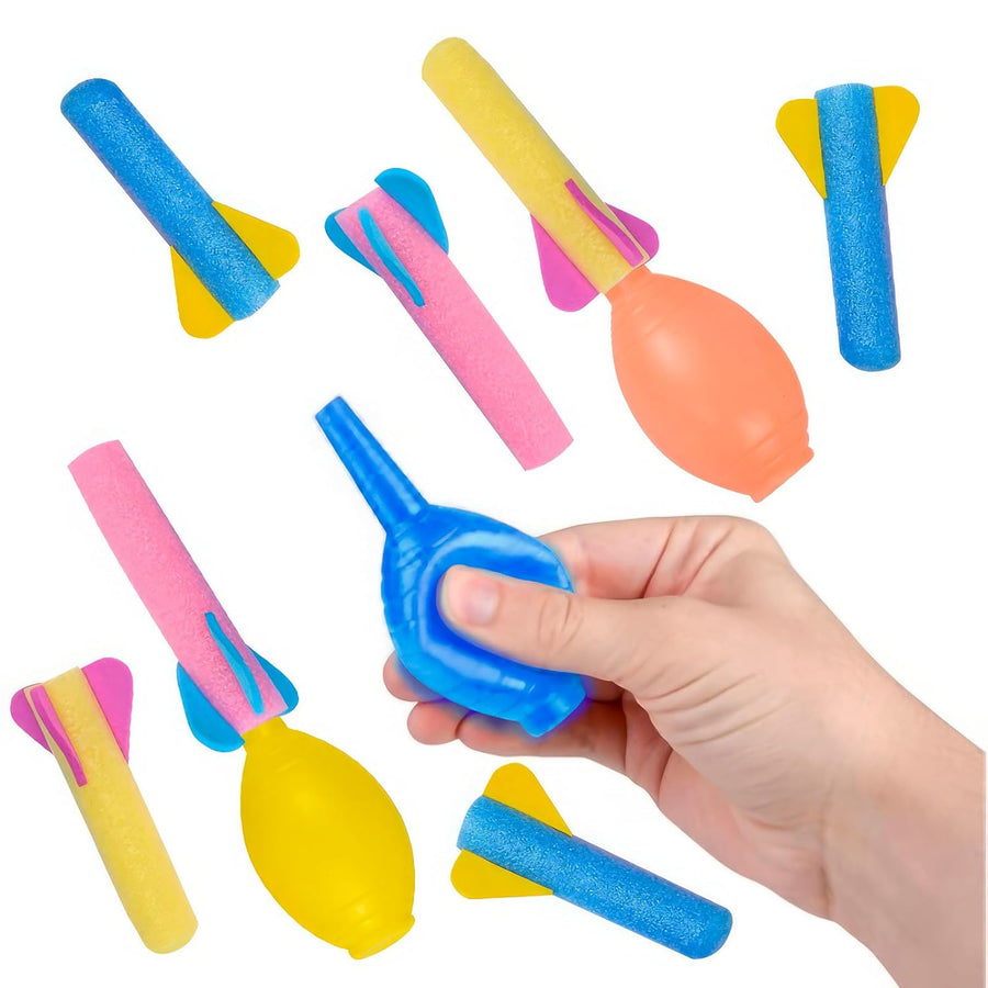 ArtCreativity Foam Rocket Launchers, Set of 12 - Each Set with 1 Squeeze Launcher and 3 Foam Rockets