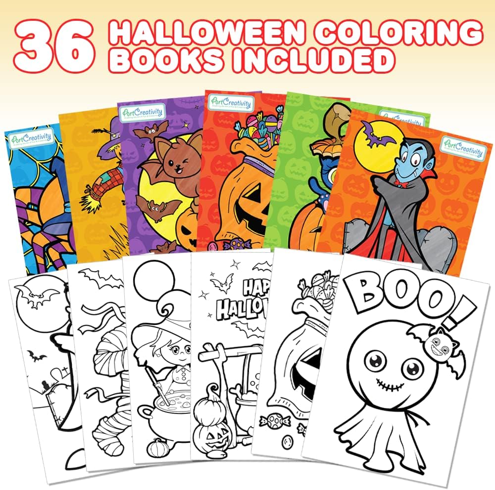 Halloween Coloring Books for Kids, Pack of 36, 5” x 7”