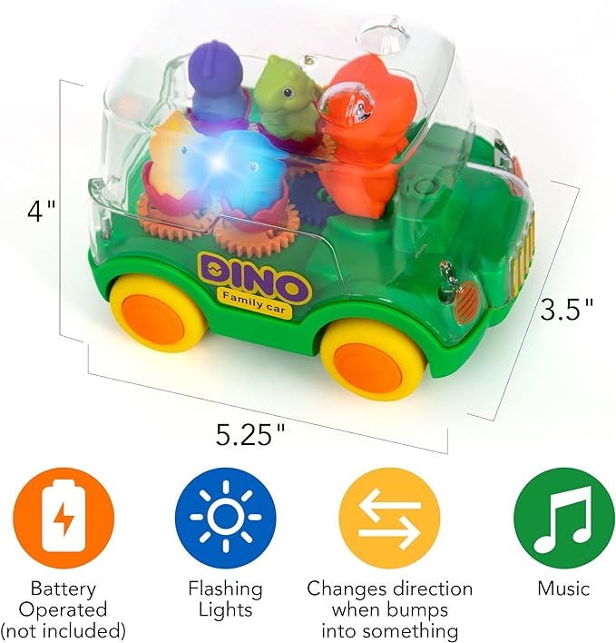 Dinosaur Family Gear Car w/Lights & Music