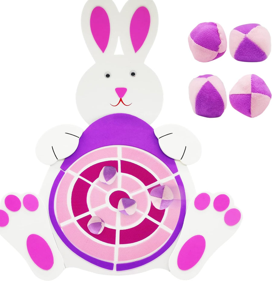 Easter Basket Stuffers, Easter Bunny Dart Board with 4 Sticky Balls, Easter Egg Dart Board, Easter Theme Party Favor, Easter Eggs Filled, Easter Gifts for Boys Girls - Outdoor Indoor Kids Toys Games
