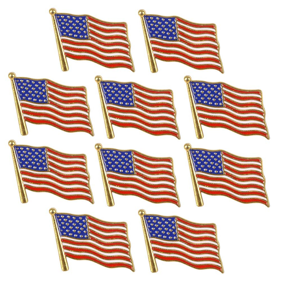 ArtCreativity American Flag Lapel Pins, Set of 10, USA Flag Pins for Independence, Memorial, and Veterans Day, United States Patriotic Fashion Accessories for Kids, Adults, 4th of July Party Favors