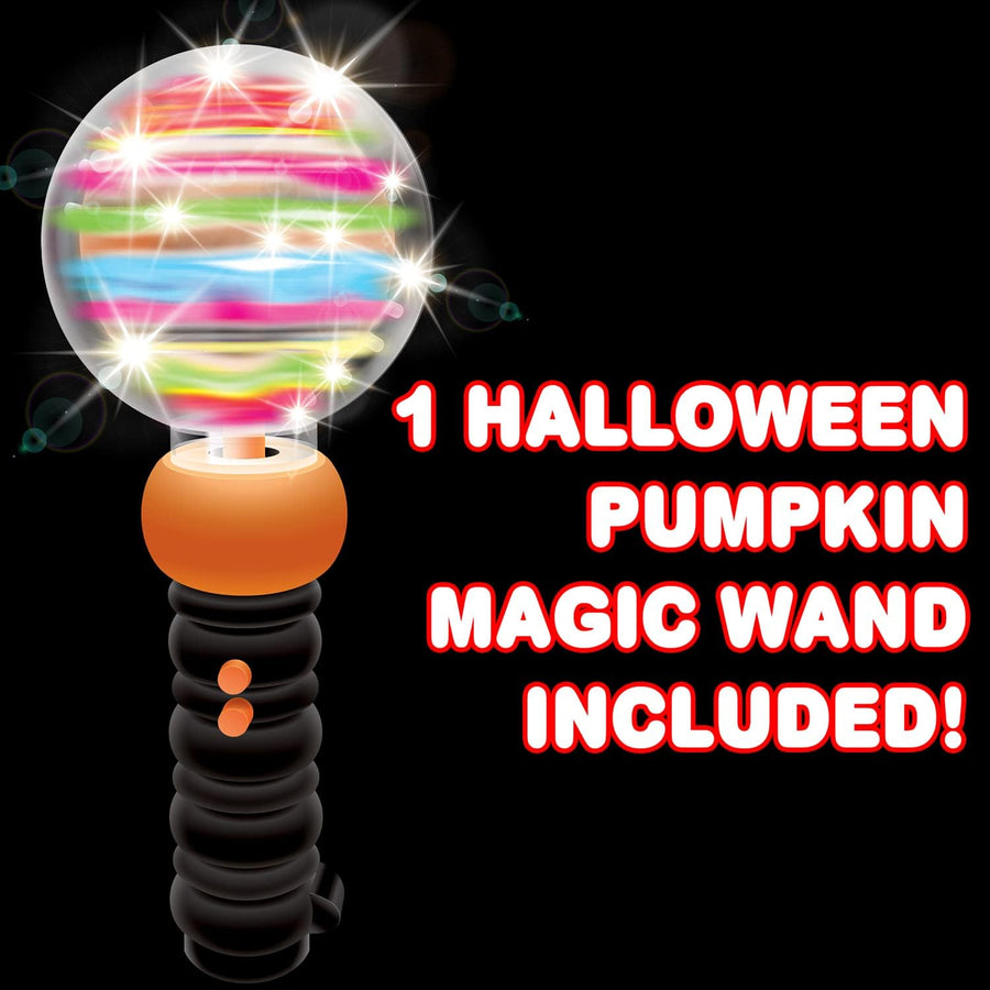 ArtCreativity Light-Up Halloween Pumpkin Magic Wand Toy with Sound, Jack-O-Lantern Light Up Toys for Kids, with Light Up & Spinning & Sound Effects, for Kids, Halloween Party Favor