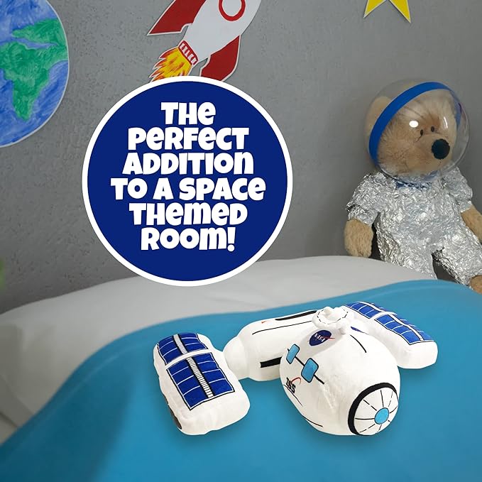 ArtCreativity Plush Toy Space Station, Soft Stuffed Outer Space Toy, Spaceship Toy for Creating Space Theme Birthday Decorations, Space Nursery Decor, and Outer Space Room Decor, Classic Toys