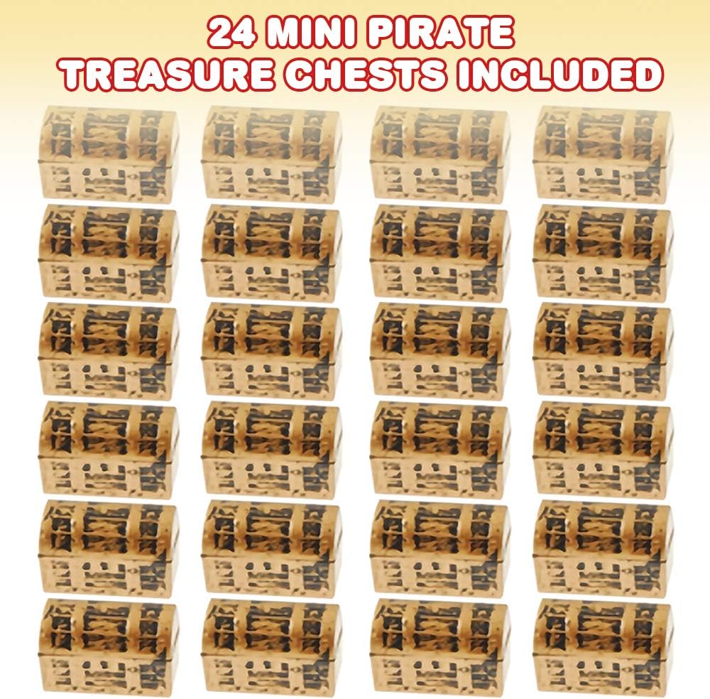 ArtCreativity Mini Pirate Treasure Chests, Set of 24, 1.5 Inch Plastic Chests with a Gold Finish, Cool Pirate Birthday Party Favors Supplies for Kids, Unique Decorations and Goodie Bag Stuffers