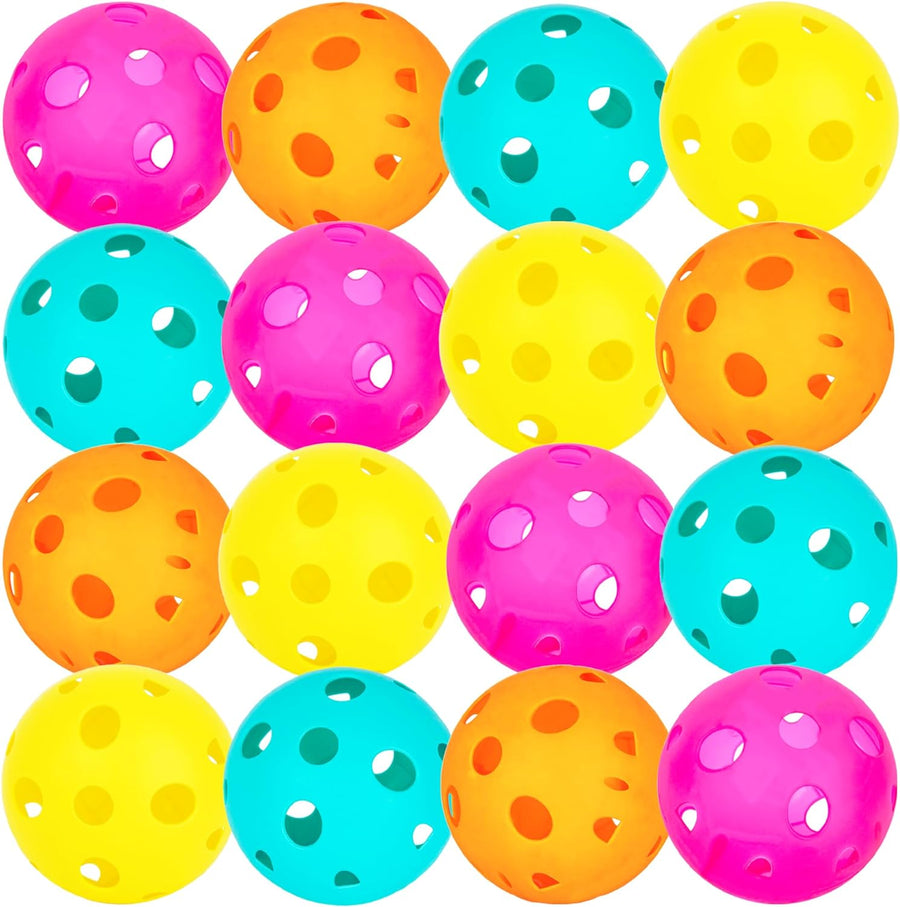 ArtCreativity Bulk Wiffle Balls (12 Pack) - Set of 12 Wiffle Ball Baseballs - Plastic Balls in 4 Vibrant Colors - Durable Design for Hours of Outdoor Fun - Main Game Sold Separately