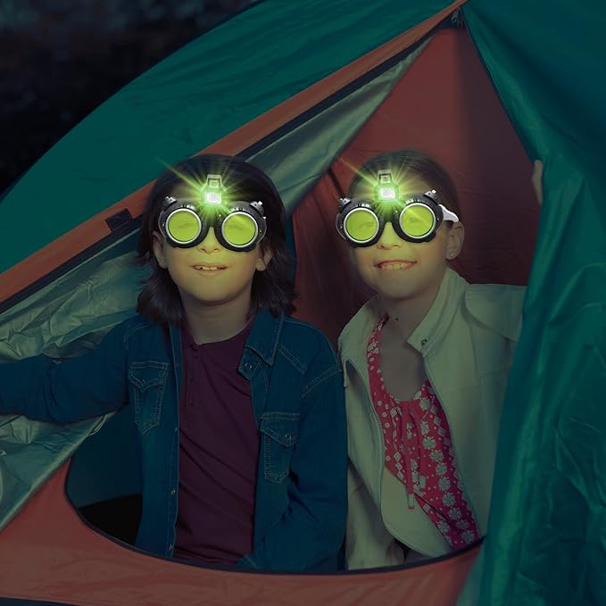 Night Vision Glasses for Kids, Spy Gear Kids Spy Glasses with LED Light Beam, Kids’ Night Mission Glasses for Secret Agent Role Play, Bonus: 6 3D Photo Cards & Red/Blue Lenses for Immersive Viewing