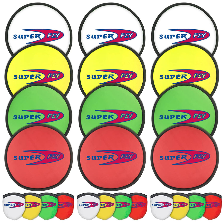 ArtCreativity Folding Pocket Frisbee Set - 12 Pack - Foldable Frisbees for Kids and Adults - Colorful Flying Disc Toys - Fun Birthday Party Favors for Boys and Girls - Summer Outdoor Activity Game