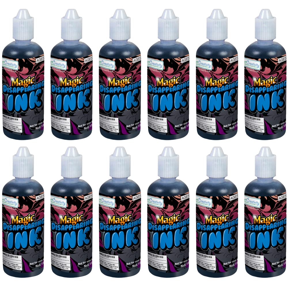 ArtCreativity Magic Ink in Blue - Pack of 12 - Includes 1-Ounce Squeezable Bottles - Magical Pranks and Jokes - Amazing Party Favor and Prize for Kids - Fun Camp Prizes