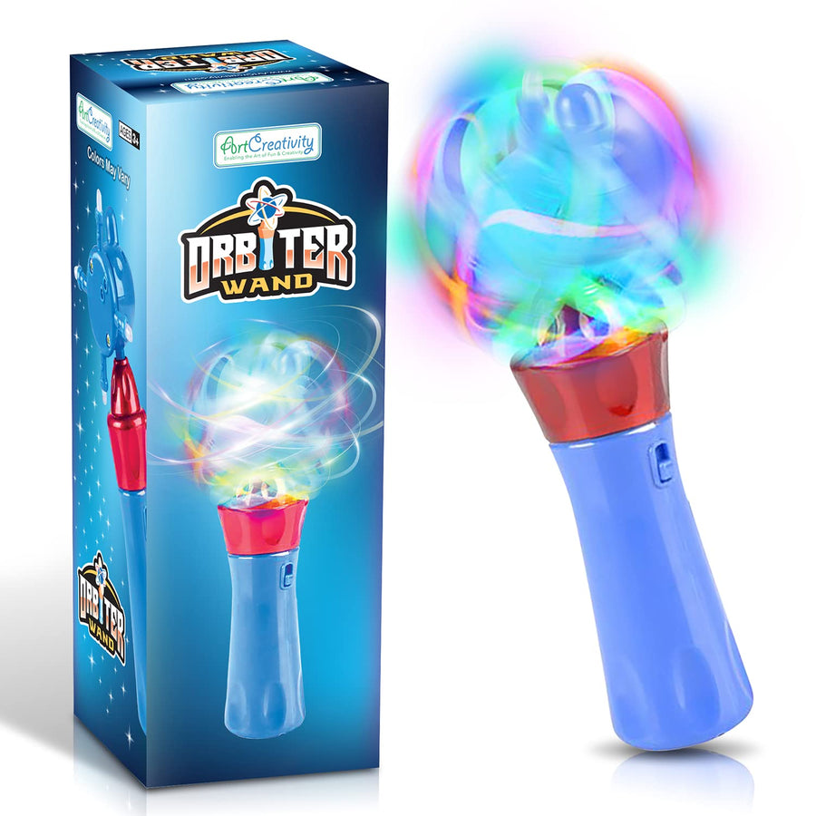ArtCreativity Light Up Orbiter Ball Toy Wand for Kids - Flashing LED Wand for Boys and Girls - Thrilling Spinning Light Show - Batteries Included - Fun Gift or Birthday Party Favor - Classroom Prizes