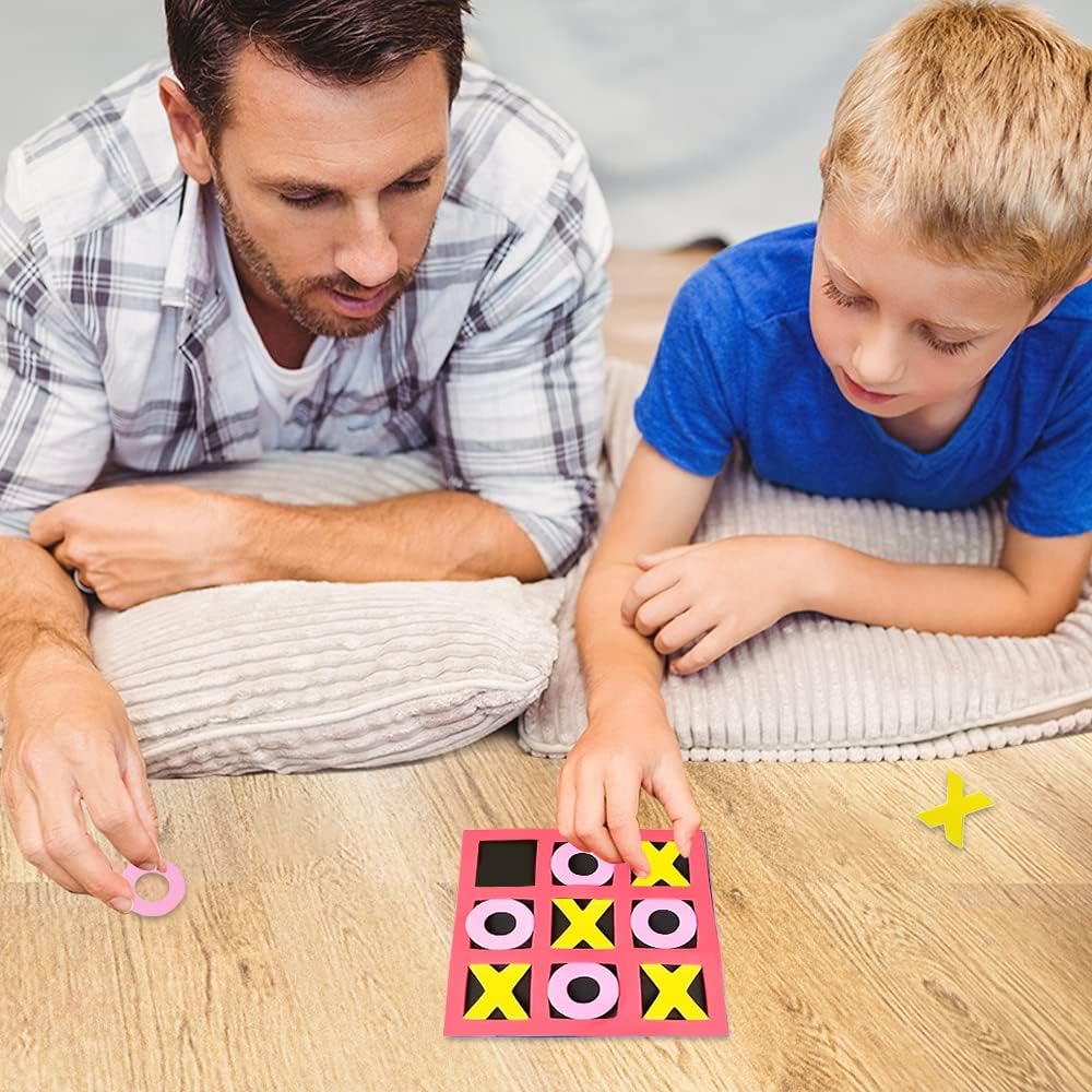 5 Inches Foam Tic Tac Toe Mini Board Games (Pack of 24) Colorful Family Games for Hours of Brain-Building Fun, Great Travel Games, Birthday Party Favor for Kids, and Stocking Stuffers