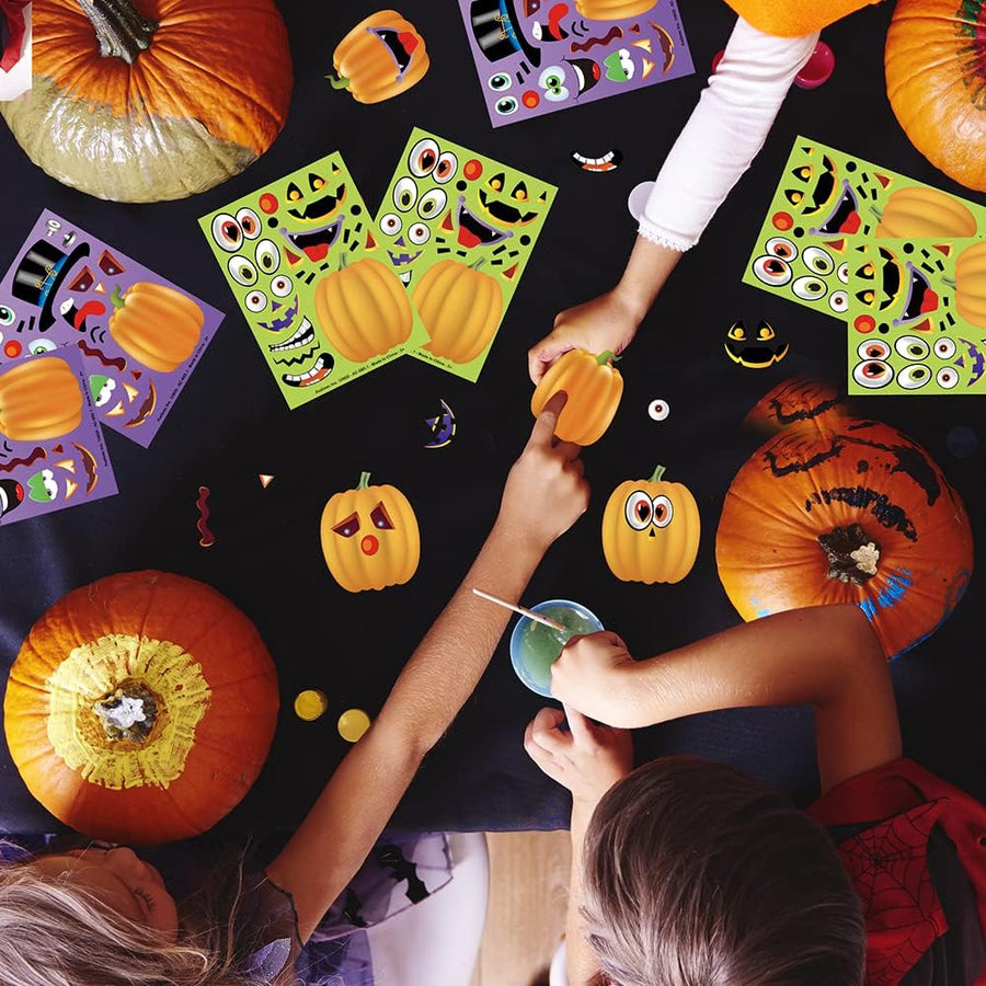 Make Your Own Jack-O-Lantern Face Sticker Set - 36 Sheets - Customizable Halloween Stickers for Kids, Fun Crafts Classroom Activity, Best for Halloween Party Favors, Goodie Bag Fillers