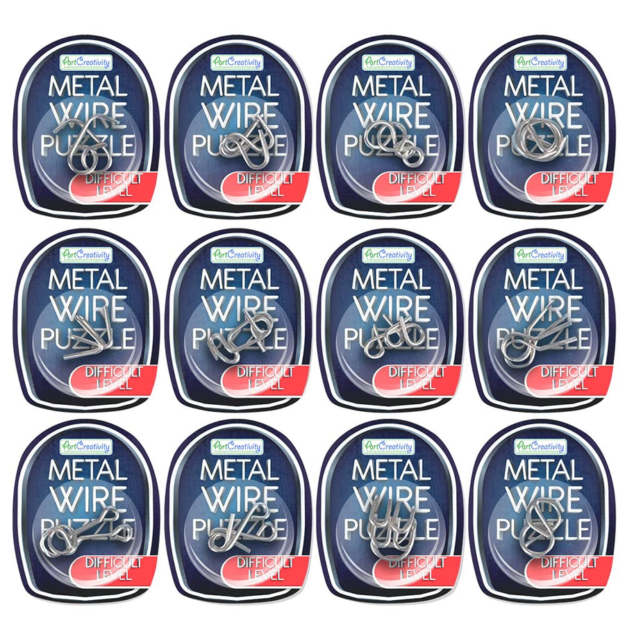 Metal Wire Puzzle Set by ArtCreativity with a 15 Dollar Gift Card Challenge - 12 Unique Individually Packed Puzzles - Fun Brain Teaser IQ Game for Kids and Adults - Great Educational Toy