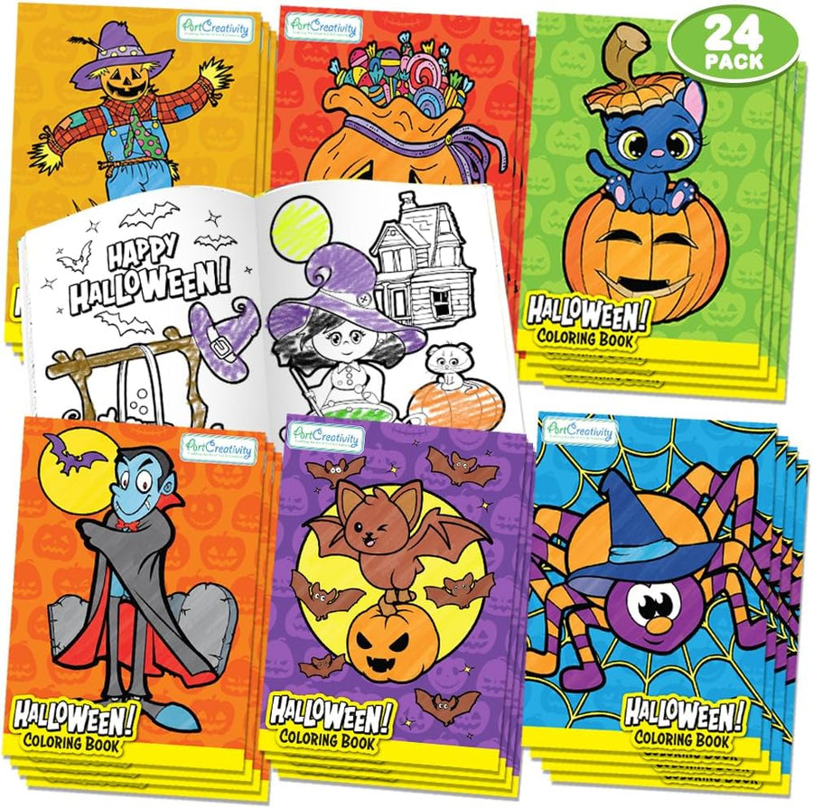 Halloween Coloring Books for Kids - 24 Pack Mini Coloring Book - Halloween Non-Candy Treats - Goodie Bag Filler - Boo Basket Stuffers Halloween Party Favors