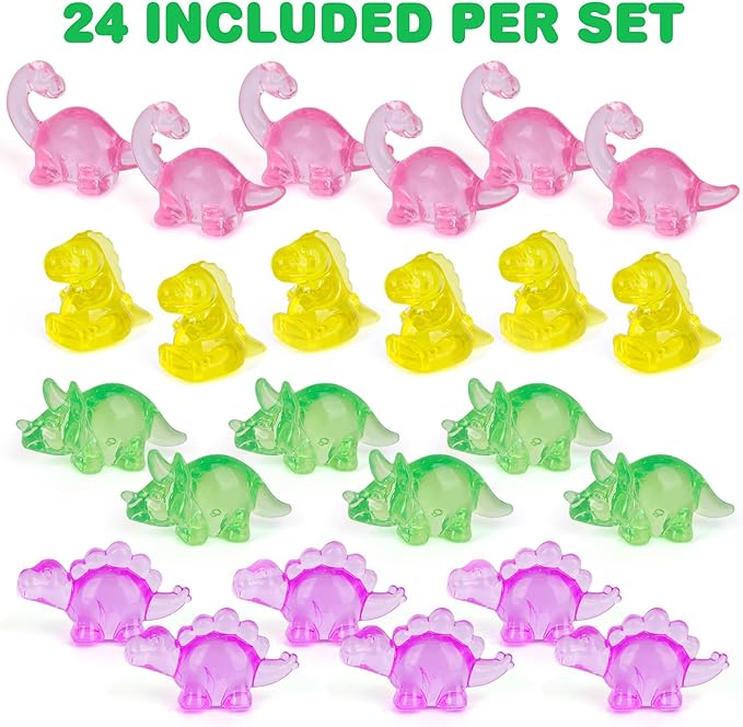Acrylic Dinosaur Figurines - Set of 24 Mini Dinosaur Figurines