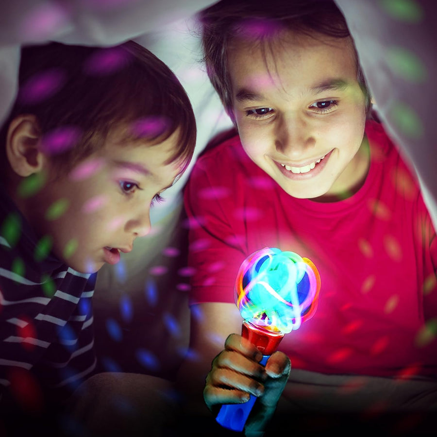 Light Up Orbiter Ball Toy Wands for Kids - Flashing LED Wands for Boys and Girls - Thrilling Spinning Light Show - Batteries Included - Fun Gift or Birthday Party Favor - Classroom Prizes