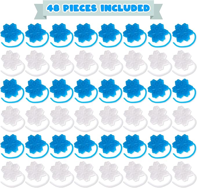 Christmas Snowflake Sticky Toys for Kids - Set of 48 Bulk Sticky Hands - Christmas Sticky Hands in Blue and White - Christmas Party Favors Bulk - Sticky Toys for Stocking Stuffer