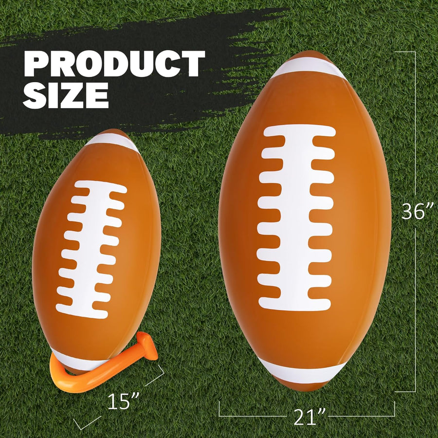 36" Giant Jumbo Inflatable Football with Tee Stand - Large Inflatable Football for Sports Party Decorations - Blow Up Football Decor for Tailgates - Game Day Football Party Supplies