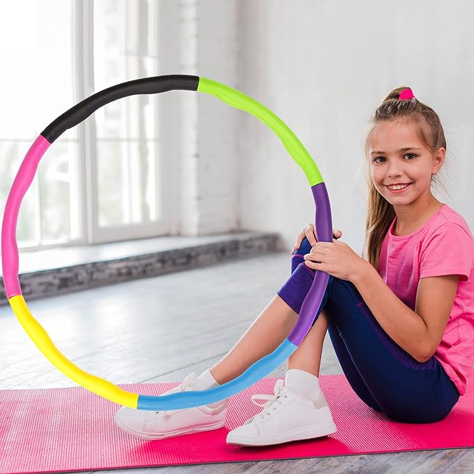 ArtCreativity Weighted Hula Hoop for Kids - 2lb Weighted Hoola Hoop Toy for Exercise, 6 Section Detachable Hoola Hoops, Soft Padded & Portable, Kids’ Exercise Equipment & Outdoor Toy for Fun Workouts