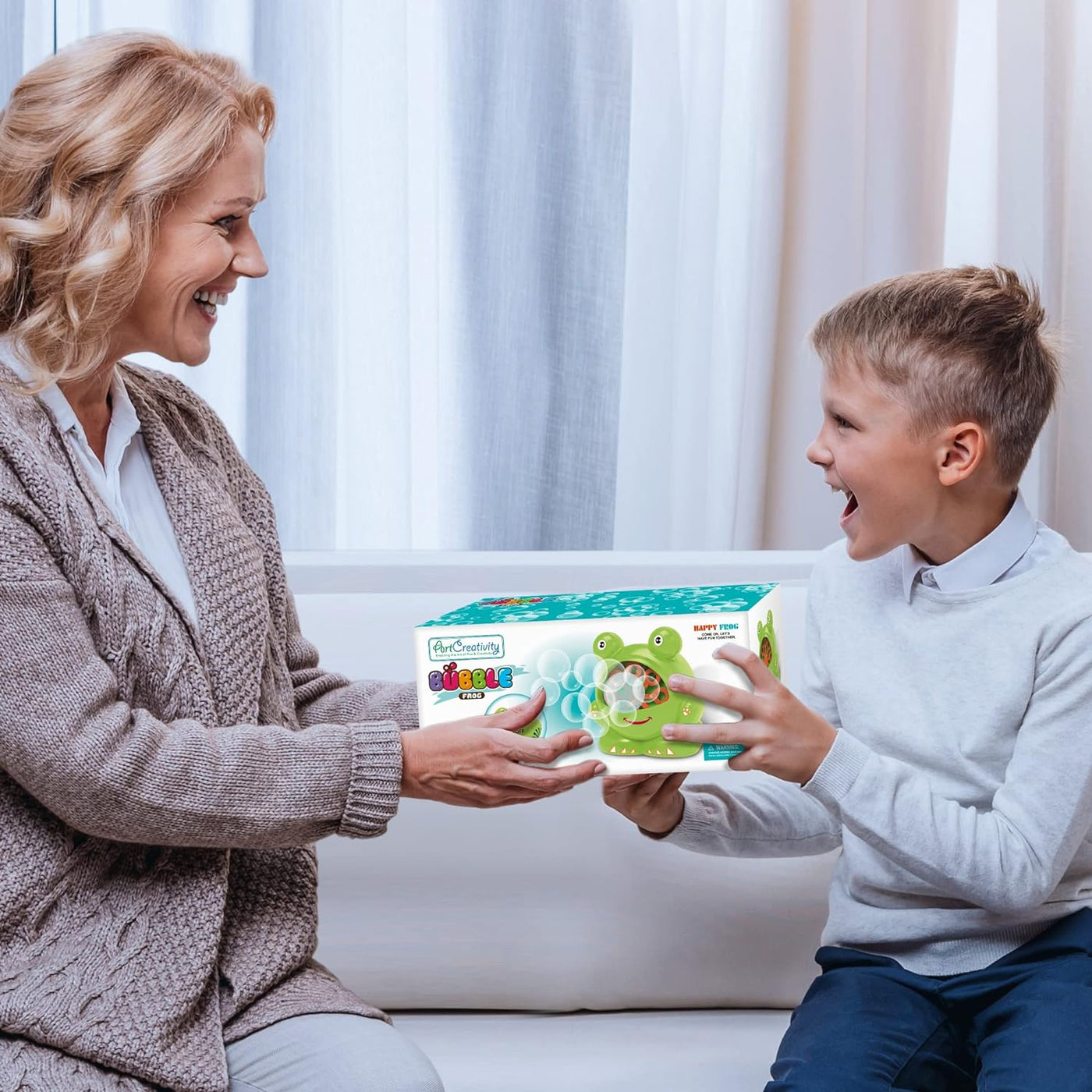 Frog Bubble Machine Set for Kids - 2 Pack - Includes 2 Bubbles Blowing Toys and 2 Bottles of Solution - Fun Summer Outdoor or Party Activity - Best Gift for Boys, Girls, and Toddlers